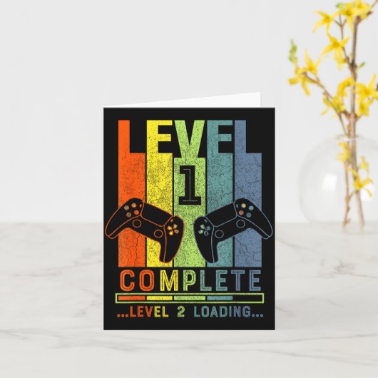 Level 1 Complete Gamer Gift 1 Years Wedding Annive Kaart (Gele Bloem)