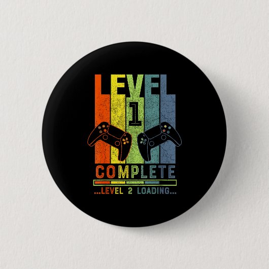 Level 1 Complete Gamer Gift 1 Years Wedding Annive Ronde Button 5,7 Cm (Voorkant)