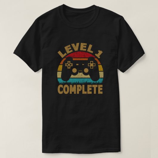 Level 1 Complete videogamer van 1 Jubileum T-shirt (Design voorkant)