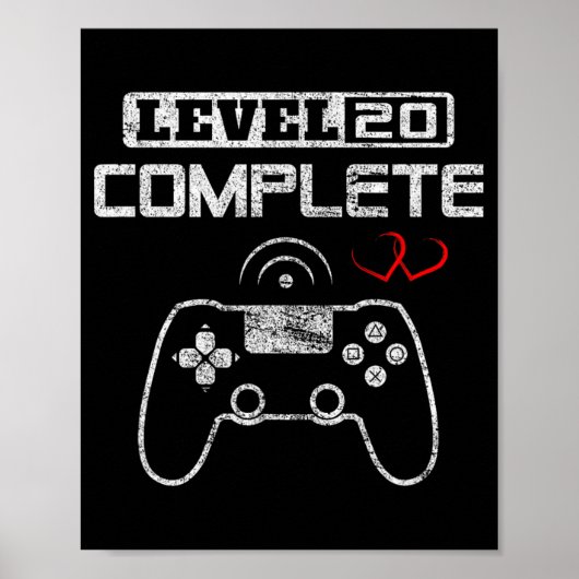Level 20 Complete 20e bruiloft Jubileum Vrouwen M Poster (Voorkant)