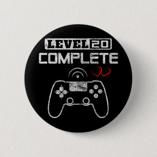 Level 20 Complete 20e bruiloft Jubileum Vrouwen M Ronde Button 5,7 Cm