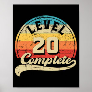 Level 20 Complete Gamer T-shirt 20ste bruiloft Ann Poster