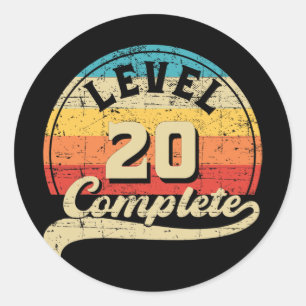 Level 20 Complete Gamer T-shirt 20ste bruiloft Ann Ronde Sticker