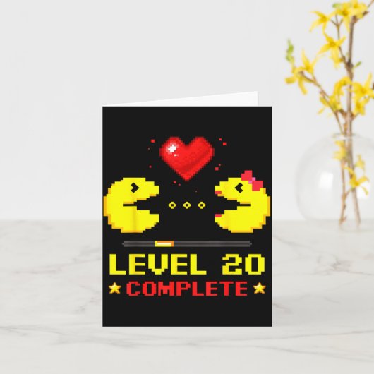 Level 20 Complete Gamers 20th Wedding Anniversary  Kaart (Gele Bloem)