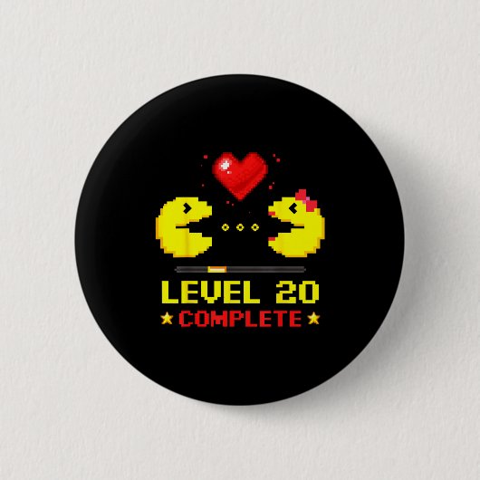 Level 20 Complete Gamers 20th Wedding Anniversary Ronde Button 5,7 Cm (Voorkant)