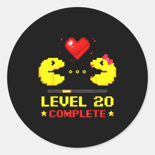Level 20 Complete Gamers 20th Wedding Anniversary  Ronde Sticker (Voorkant)
