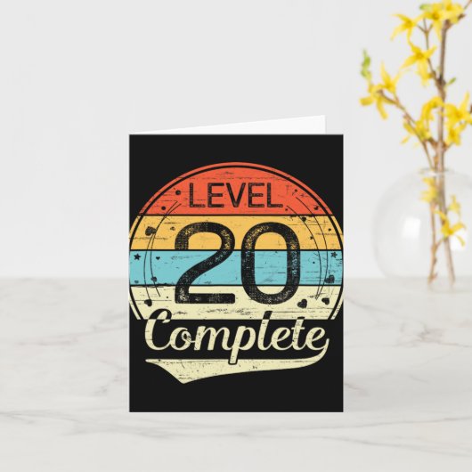 Level 20 Complete Retro 20e bruiloft Jubileum T Kaart (Gele Bloem)