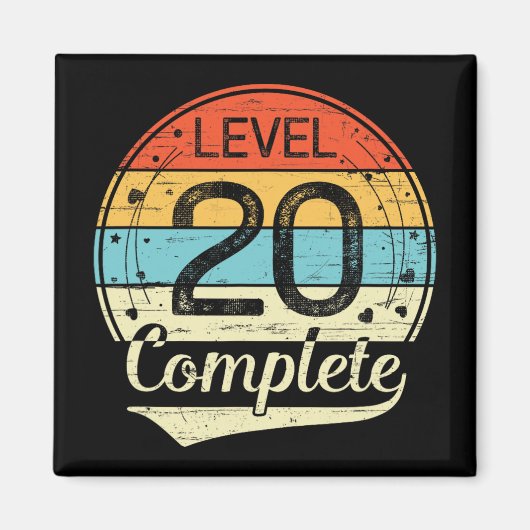 Level 20 Complete Retro 20e bruiloft Jubileum T Magneet (Voorkant)