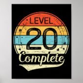 Level 20 Complete Retro 20e bruiloft Jubileum T Poster (Voorkant)