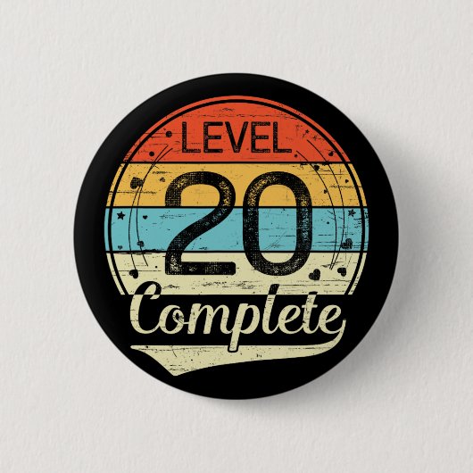 Level 20 Complete Retro 20e bruiloft Jubileum T Ronde Button 5,7 Cm (Voorkant)