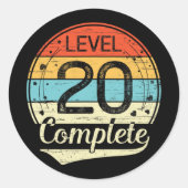 Level 20 Complete Retro 20e bruiloft Jubileum T Ronde Sticker (Voorkant)