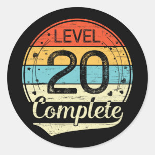 Level 20 Complete Retro 20e bruiloft Jubileum T Ronde Sticker