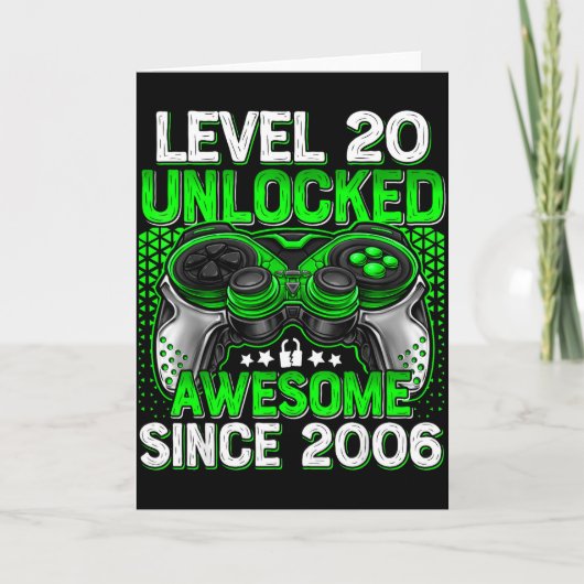 Level 20 Ontgrendeld 20 Jaar Oude Jongens 20e Verj Kaart (Voorkant)