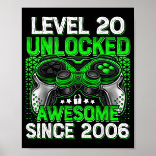 Level 20 Ontgrendeld 20 Jaar Oude Jongens 20e Verj Poster