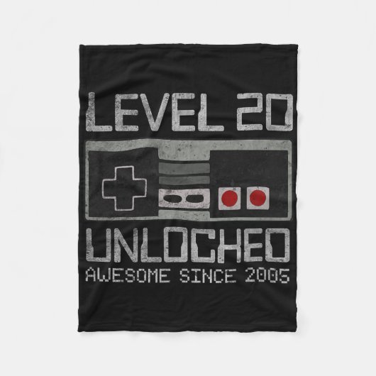 Level 20 Ontgrendeld 20e Verjaardag 20 Jaar Oude V Fleece Deken (Voorkant)