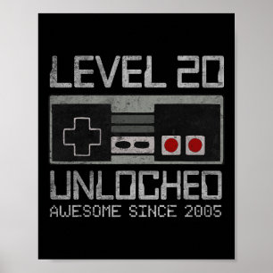 Level 20 Ontgrendeld 20e Verjaardag 20 Jaar Oude V Poster