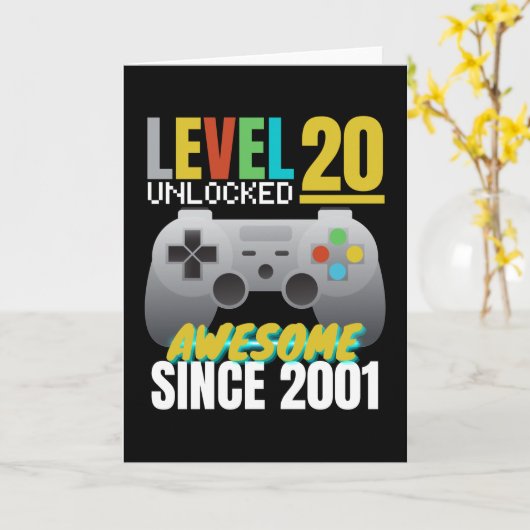 Level 20 Ontgrendeld Geweldig Sinds 2001 Kaart (Gele Bloem)