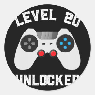 Level 20 Ontgrendeld Grappig 20e Huwelijksjubileum Ronde Sticker