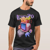 Level 20 ontgrendeld retro gamer verjaardagsmonste t-shirt (Voorkant)