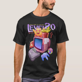 Level 20 ontgrendeld retro gamer verjaardagsmonste t-shirt