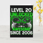 Level 20 Unlocked 20 Year Old Boys 20th Birthday B Kaart (Gele Bloem)