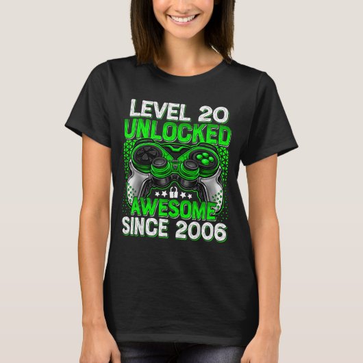 Level 20 Unlocked 20 Year Old Boys 20th Birthday B T-shirt (Voorkant)