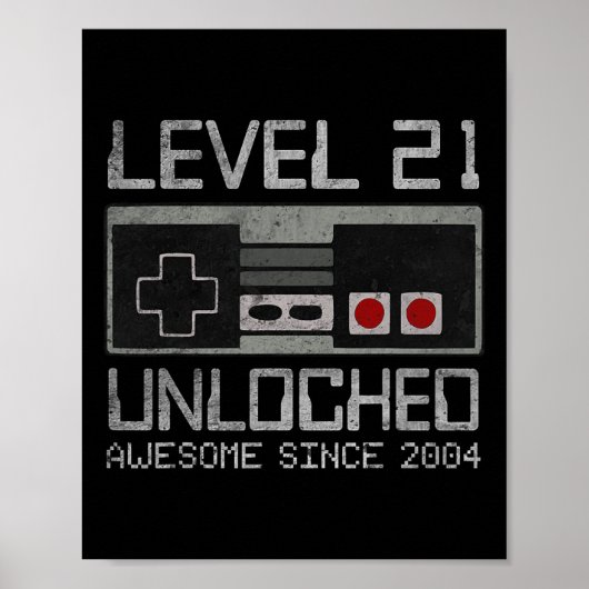 Level 21 Ontgrendeld 21e Verjaardag 21 Jaar Oude V Poster (Voorkant)