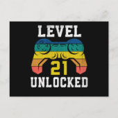 Level 21 Ontgrendeld, 21ste Gamer Verjaardag Opgel Briefkaart (Voorkant)