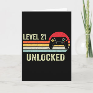 Level 21 Ontgrendeld 21ste Videospelers Verjaardag Kaart