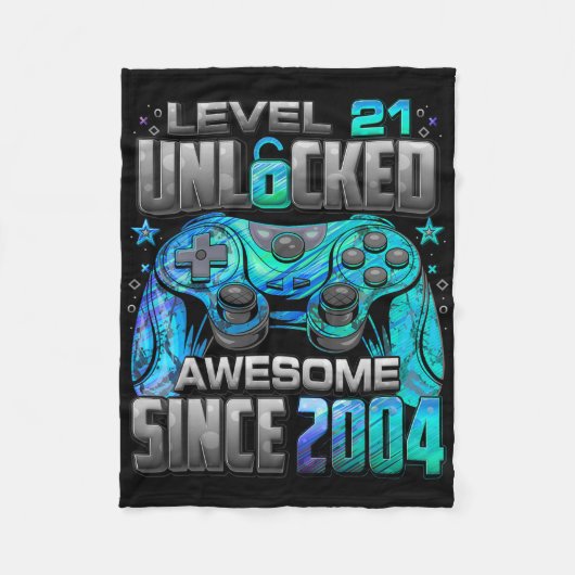 Level 21 Ontgrendeld Geweldig Sinds 2004 21e Verja Fleece Deken (Voorkant)