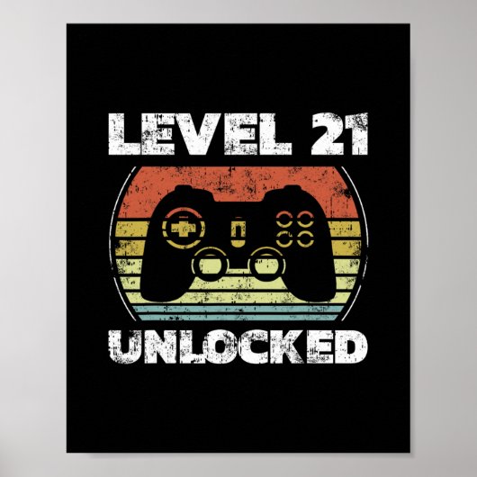 Level 21 Ontgrendeld Grappige Videospeler 21e Verj Poster (Voorkant)