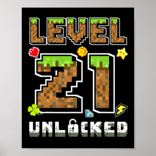 Level 21 Ontgrendeld Verjaardag 21e Jaar Verjaarda Poster