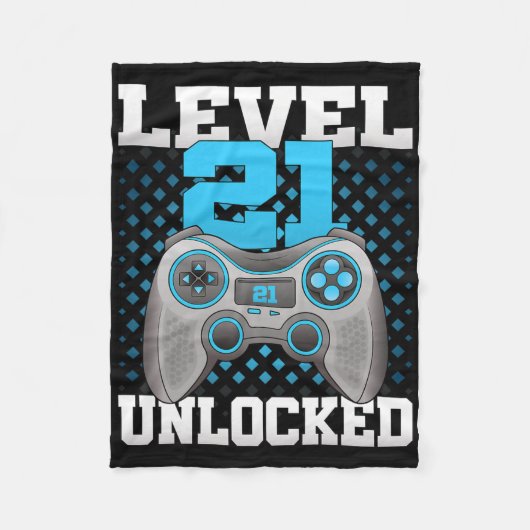 Level 21 Ontgrendeld Video Gaming 21ste Verjaardag Fleece Deken (Voorkant)