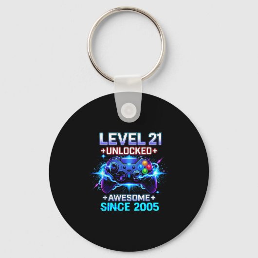 Level 21 Unlocked Awesome Since 2005 21st Birthday Sleutelhanger (Voorkant)