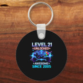 Level 21 Unlocked Awesome Since 2005 21st Birthday Sleutelhanger (Voorkant)