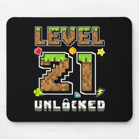 Level 21 Unlocked Birthday 21st Years Bday Gamer P Muismat (Voorkant)