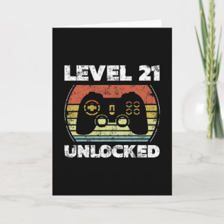Level 21 Unlocked Funny Video Gamer 21st Birthday Kaart