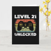 Level 21 Unlocked Funny Video Gamer 21st Birthday Kaart (Gele Bloem)