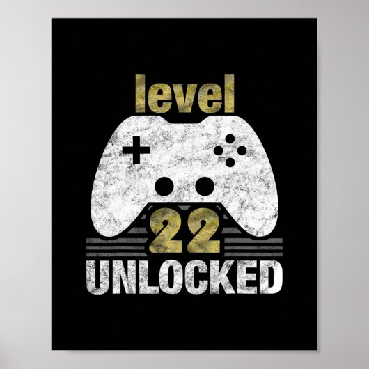 Level 22 Ontgrendeld 22e Verjaardag 22 Jaar Oud Ca Poster (Voorkant)