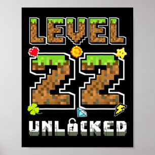 Level 22 Ontgrendeld Verjaardag 22 Jaar Verjaardag Poster