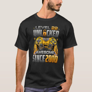 Level 22 Unlocked Awesome Since 2000 22nd Birthday T-shirt