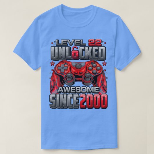 Level 22 Unlocked Awesome Since 2000 22nd Birthday T-shirt (Design voorkant)