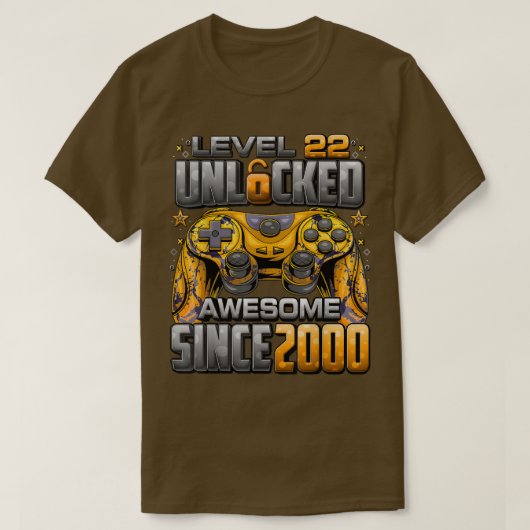 Level 22 Unlocked Awesome Since 2000 22nd Birthday T-shirt (Design voorkant)