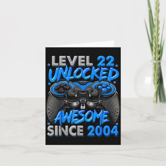 Level 22 Unlocked Awesome Since 2004 22nd Birthday Kaart (Voorkant)