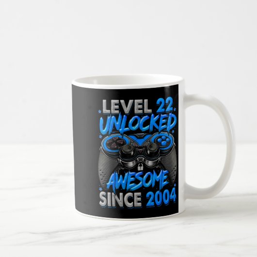 Level 22 Unlocked Awesome Since 2004 22nd Birthday Koffiemok (Rechts)