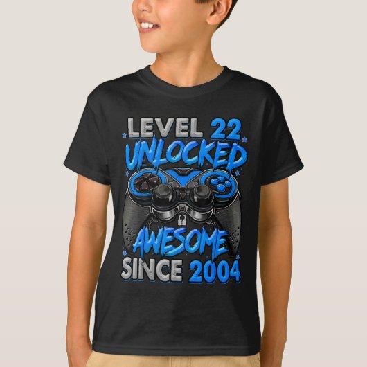 Level 22 Unlocked Awesome Since 2004 22nd Birthday T-shirt (Voorkant)