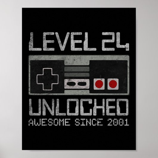 Level 24 Ontgrendeld 24ste Verjaardag 24 Jaar Oude Poster (Voorkant)