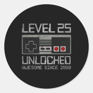 Level 25 Ontgrendeld 25e Verjaardag 25 Jaar Oude V Ronde Sticker