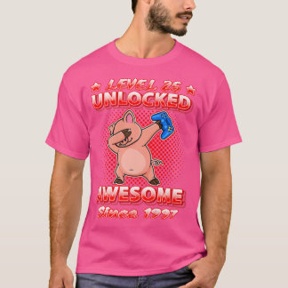 Level 25 Unlocked Gamers Born 1997 Dabbing Pig 25t T-shirt