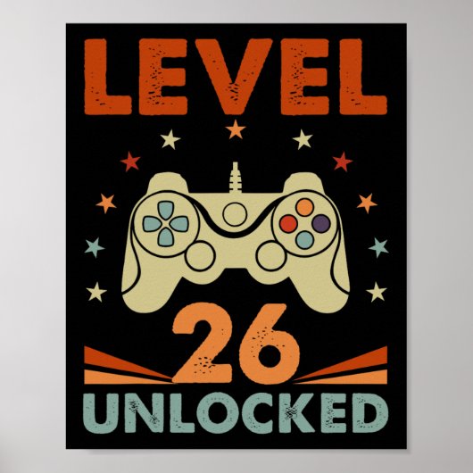 Level 26 ontgrendelde videogamer 26e verjaardag 26 poster (Voorkant)